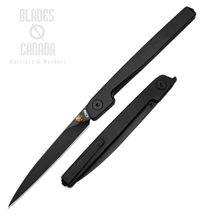 CJRB Lanky Flipper Folding Knife, AR-RPM9 Black, Aluminum Black, J1965-BBK