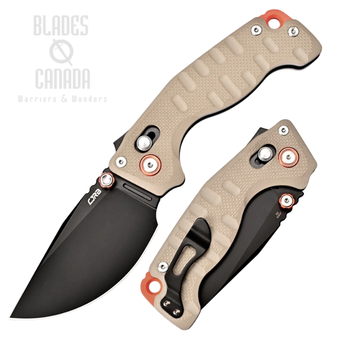 (image for) CJRB Doubletap Recoil Lock V2 Folding Knife, D2 Black, G10 Desert, J1970-BDE
