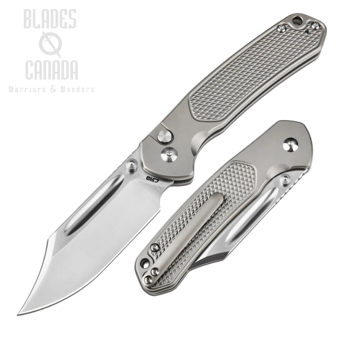 CJRB Bowie Pyrite Button Lock Folding Knife, CPM S90V, Titanium, J1942T-GY