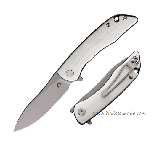 CMB Made Blaze Flipper Folding Knife, D2 Satin, G10 White, CMB06S - Click Image to Close