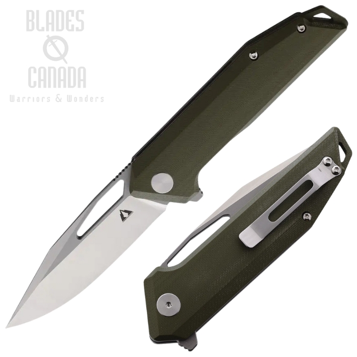 CMB Made Lurker Flipper Folding Knife, D2 Satin, G10 Green, CMB10G