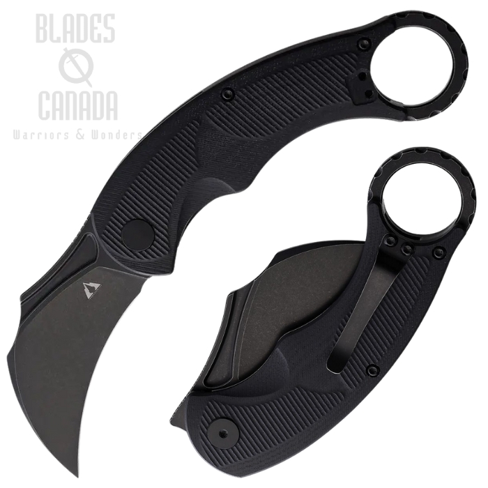 CMB Made Falcon Folding Karambit Knife, AUS-10A Black, G10 Black, CMBC01B