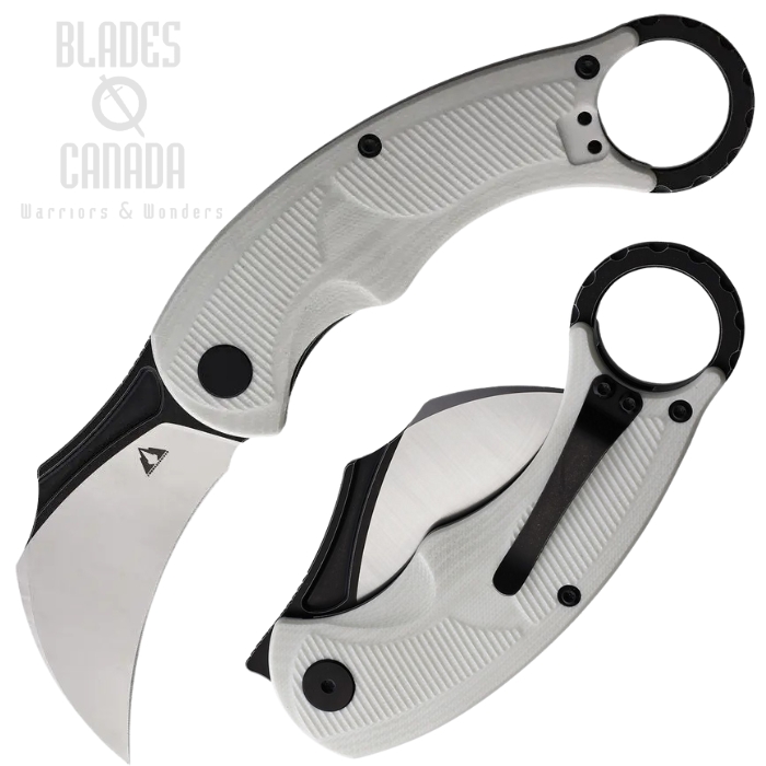 CMB Made Falcon Folding Karambit Knife, AUS-10A Two-Tone, G10 White, CMBC01W