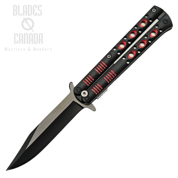 CNM Fly Flipper Folding Knife, Assisted Opening, Stainless Two-Tone, ABS Black/Red, CN300514RD