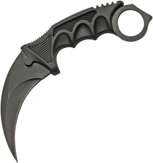 Rite Edge Fixed Blade Karambit Knife, Stainless Black, Glass Breaker, CN211431BK