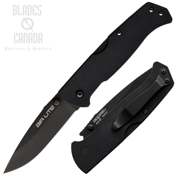 Cold Steel Air Lite Folding Knife, AUS 10A Black, G10 Black, 26WDBKBK