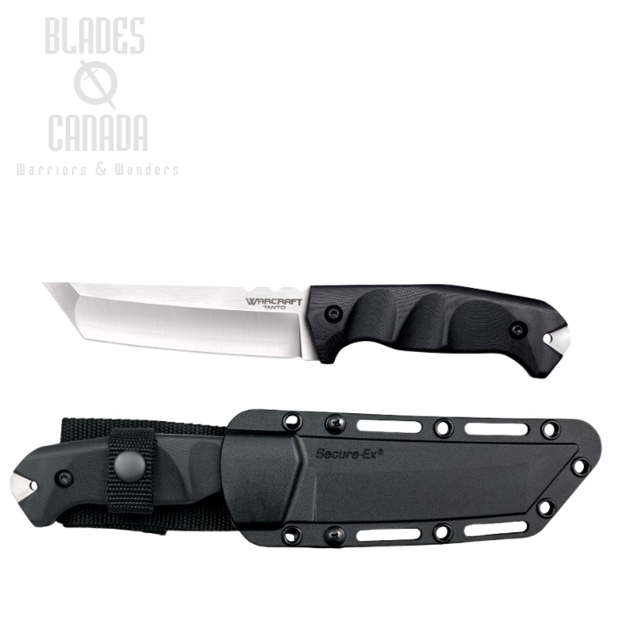 Cold Steel Medium Warcraft Fixed Blade Knife, San Mai III Tanto, G10 Black, 13U