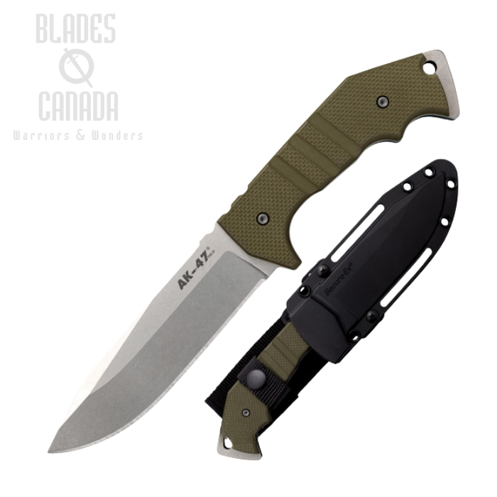 Cold Steel AK-47 Fixed Blade Field Knife, CPM 3V, G10 OD Green, CS-14AKA