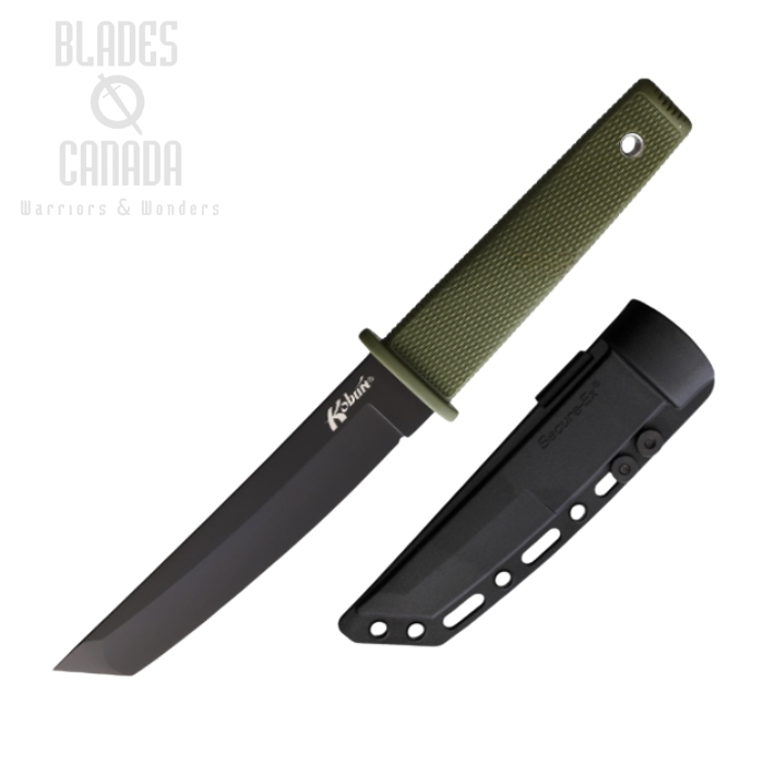 Cold Steel Kobun Fixed Blade Knife, AUS8A Black, OD Green, CS-17TODBK