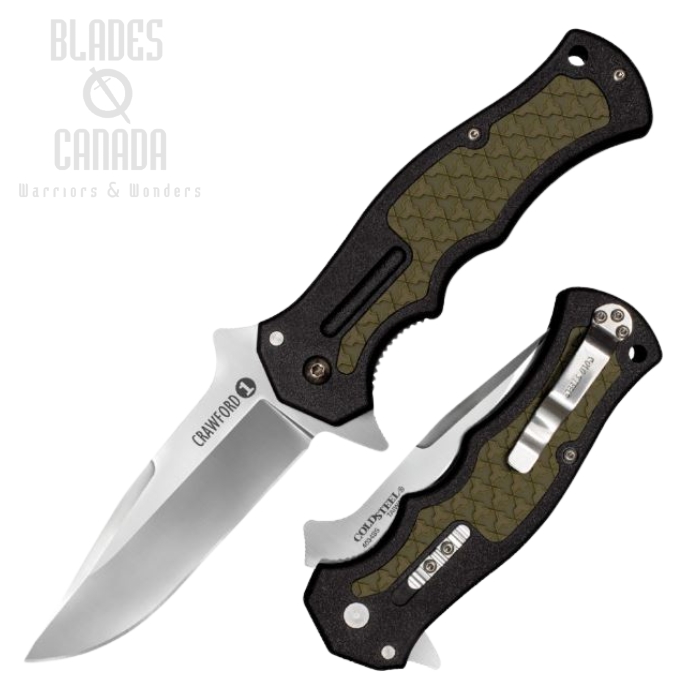 Cold Steel Crawford Model 1 Folding Knife, 4034SS Steel, Green/Black Handle, 20MWC