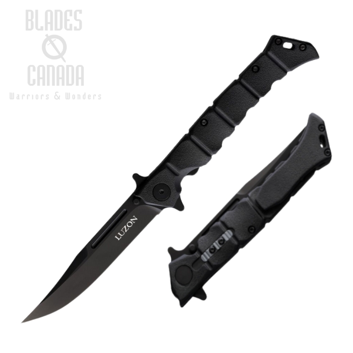 Cold Steel Medium Luzon Flipper Folding Knife, Black Blade, GFN Black, 20NQLBKBK