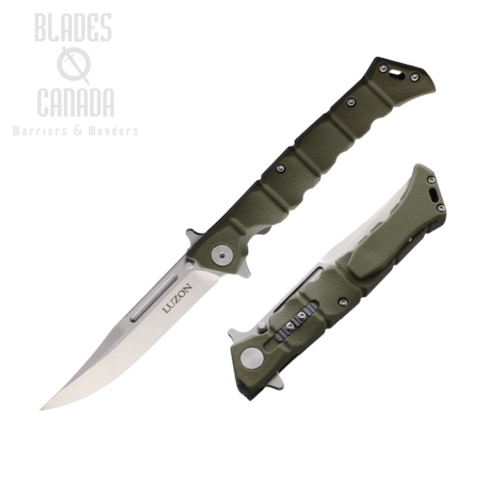 Cold Steel Medium Luzon Flipper Folding Knife, GFN OD Green, 20NQLODSW
