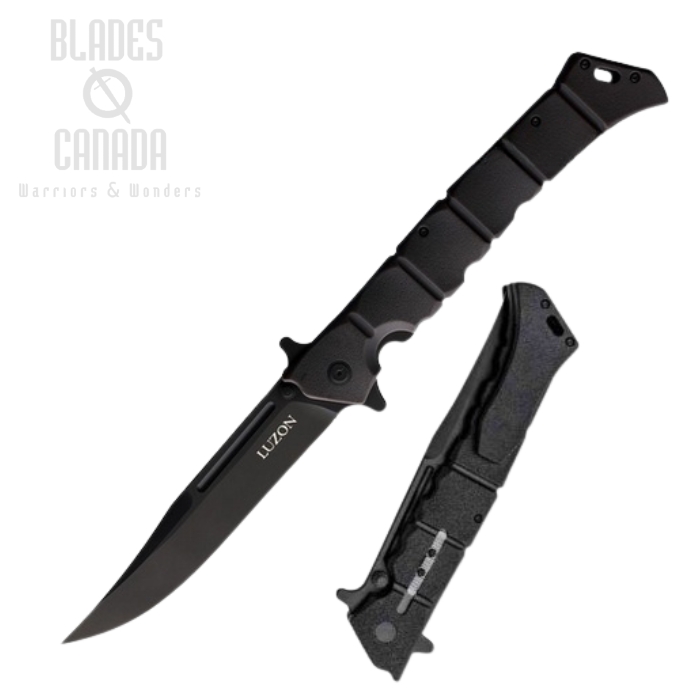 Cold Steel Large Luzon Flipper Folding Knife, Black Clip Point, GFN Black, CS-20NQX-BKBK