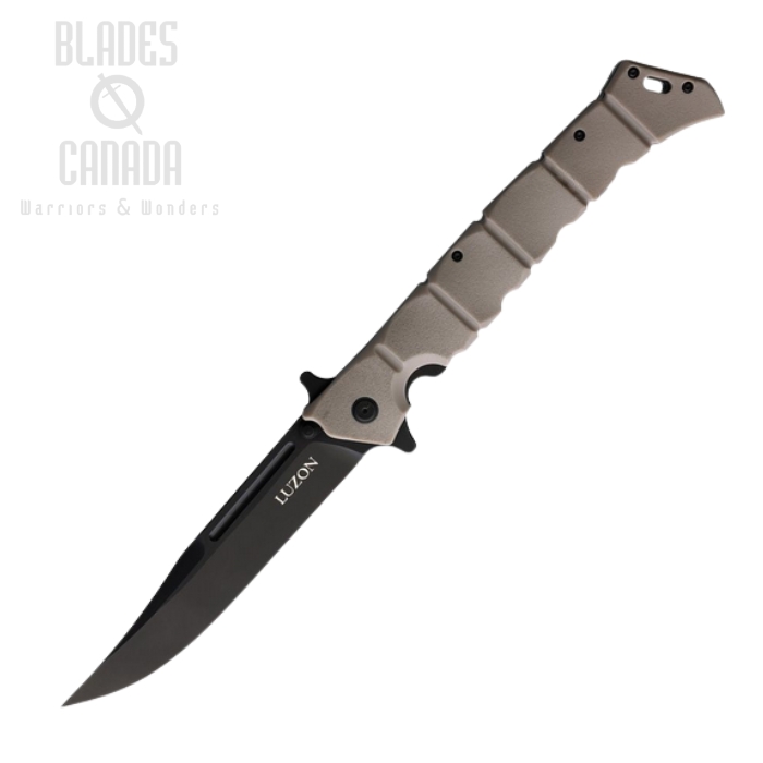 Cold Steel Large Luzon Flipper Folding Knife, Clip Point Black, GFN Dark Earth, 20NQXDEBK
