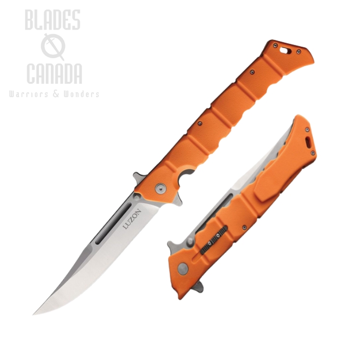 Cold Steel Large Luzon Flipper Folding Knife, Satin Blade, GFN Orange, 20NQXORST