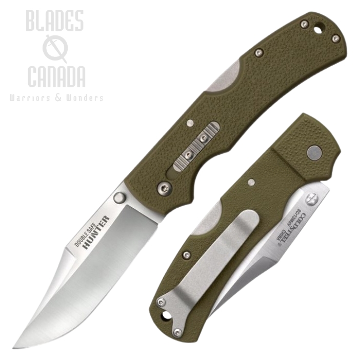 Cold Steel Double Safe Hunter Folding Knife, GFN OD Green, 23JC