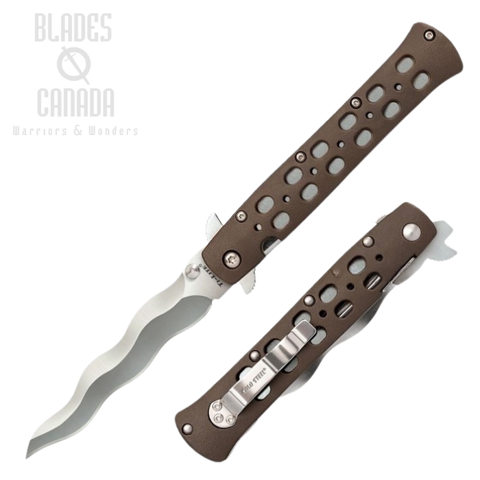 Cold Steel Ti-Lite Kris Folding Knife, Wave Opening, AUS 10A, Dark Earth Handle, 26SK4