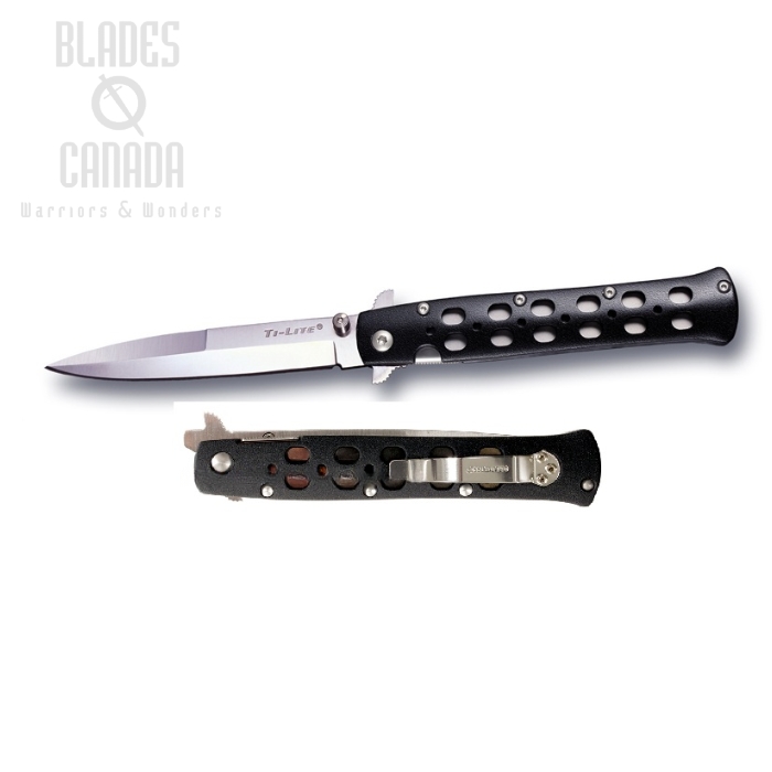Cold Steel Ti-Lite Folding Knife, AUS 8A 4", Black Handle, 26SP