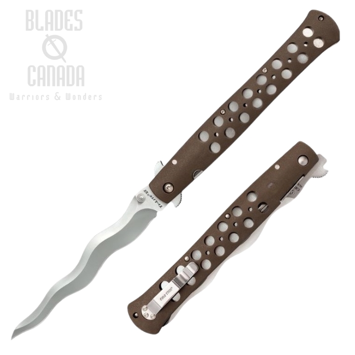 Cold Steel Ti-Lite Kris Folding Knife, Wave Opening, AUS 10A, Dark Earth Handle, 26SXK6