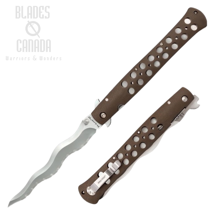 Cold Steel Ti-Lite Kris Folding Knife, 6" AUS 10A, Dark Earth Handle, 26SXK6S