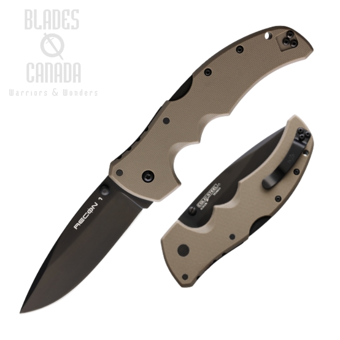 Cold Steel Recon 1 Folding Knife, CPM S35VN Black, G10 Dark Earth, 27BSDEBK