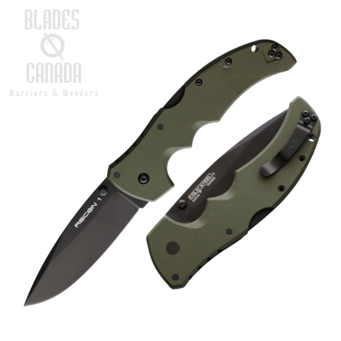 Cold Steel Recon 1 Folding Knife, CPM S35VN Black, G10 OD Green, CS27BSODBK