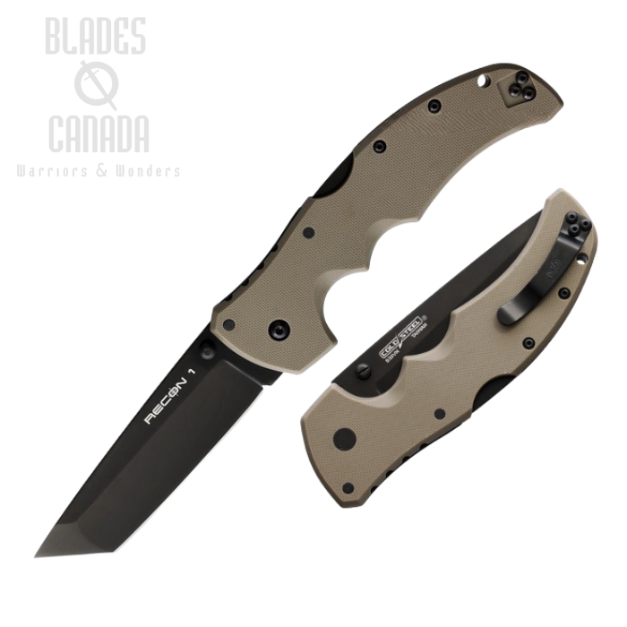 Cold Steel Recon 1 Folding Knife, CPM S35VN Black, G10 Dark Earth, 27BTDEBK