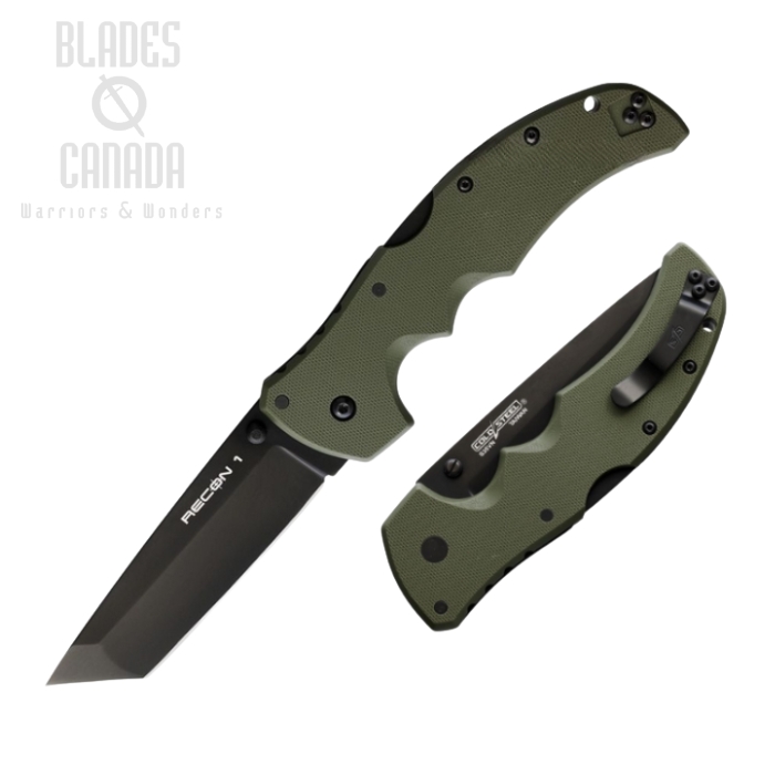Cold Steel Recon 1 Folding Knife, CPM S35VN Black, G10 OD Green, CS27BTODBK