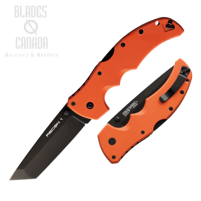 Cold Steel Recon 1 Folding Knife, CPM S35VN Black, G10 Orange, CS27BTORBK