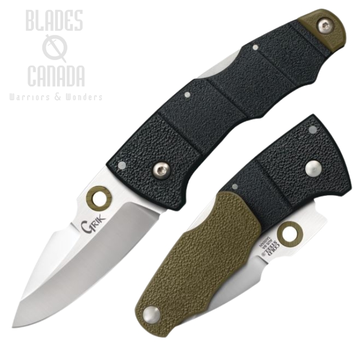 Cold Steel Grik Folding Knife, AUS 8A, GFN Black/OD Green, 28E