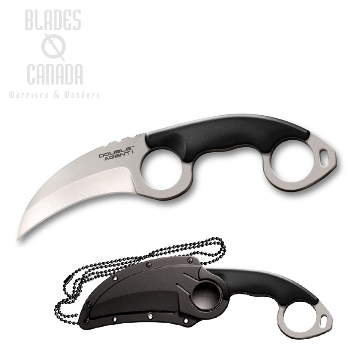 Cold Steel Double Agent I Karambit Fixed Blade Knife, AUS 8A, Kydex Sheath, 39FK