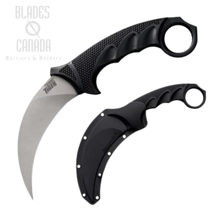 Cold Steel Tiger Karambit Fixed Blade Knife, AUS 8A, Secure-Ex Sheath, CS-49KST