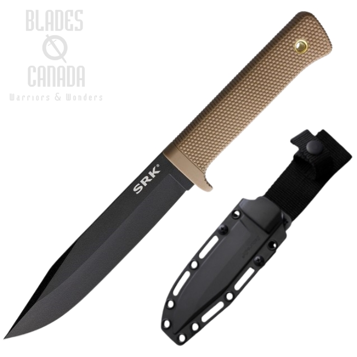 Cold Steel SRK Fixed Blade Knife, SK5 Black 6", Desert Tan, CS-49LCK-DTBK