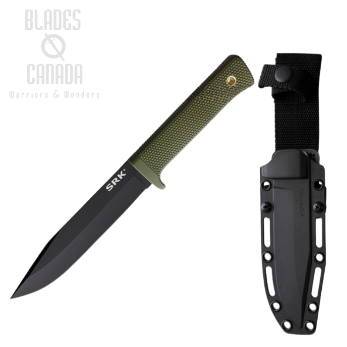 Cold Steel SRK Fixed Blade Knife, SK5 Black, Kray-Ex OD Green, CS-49LCK-ODBK