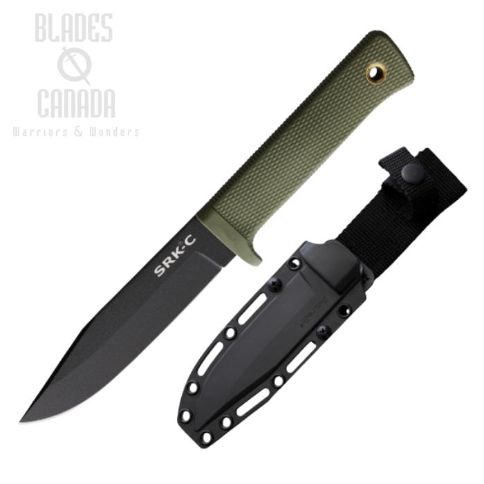 Cold Steel SRK Compact Fixed Blade Knife, SK5 Black, OD Green, CS-49LCKD-ODBK
