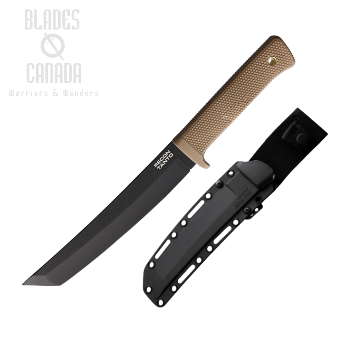 Cold Steel Recon Fixed Blade Knife, SK5 Black, Desert Tan Handle, CS-49LRT-DTBK