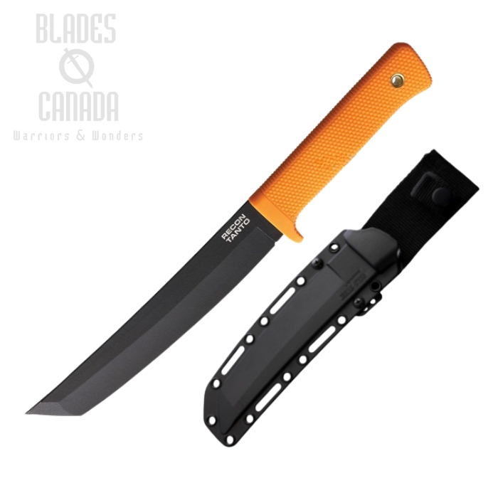 Cold Steel Recon Fixed Blade Knife, SK5 Black, Orange Handle, 49LRTORBK