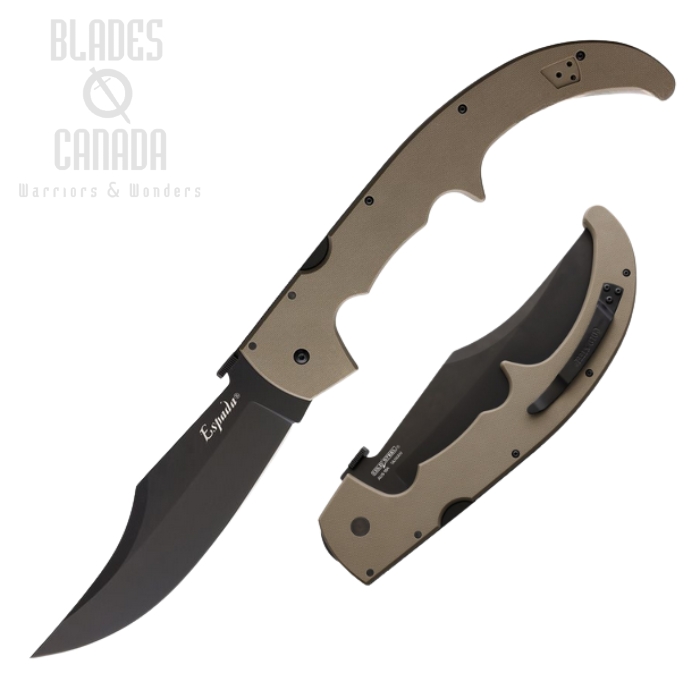 Cold Steel XL Espada Folding Knife, AUS 10A Black, G10 Dark Earth, 62MGCDEBK