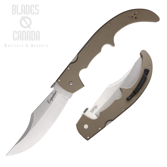 Cold Steel XL Espada Folding Knife, AUS 10A SW, G10 Dark Earth, 62MGCDESW