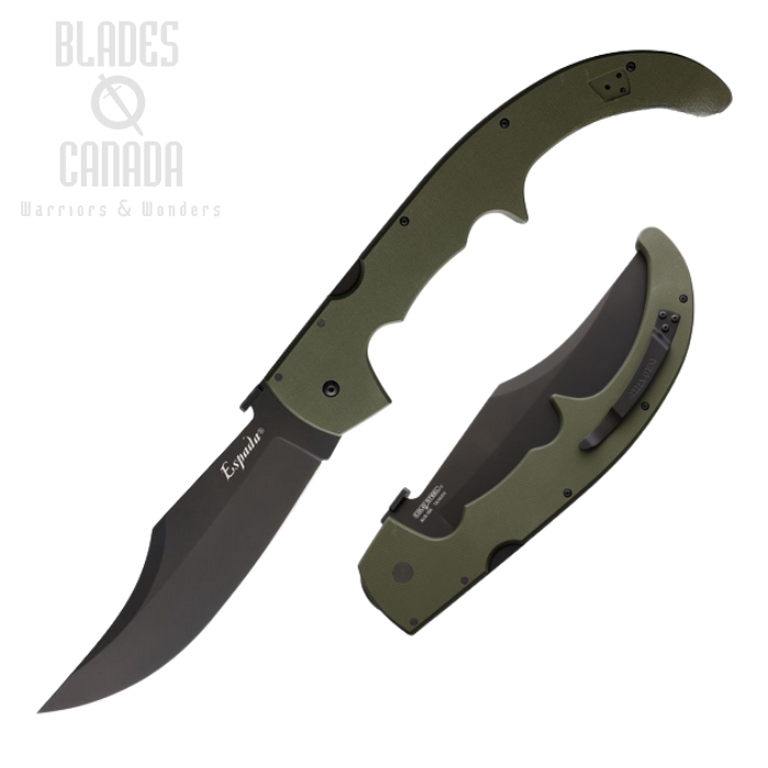 Cold Steel XL Espada Folding Knife, AUS 10A Black, G10 OD, 62MGCODBK