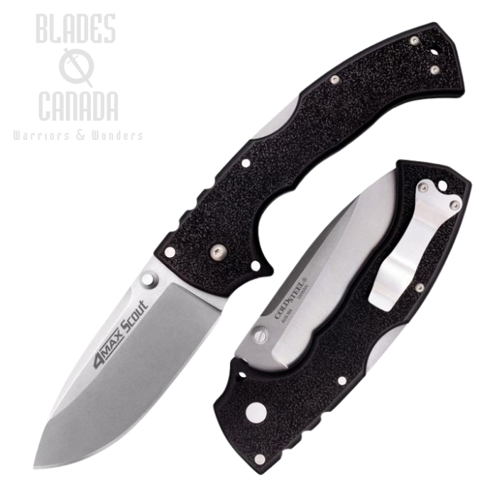 Cold Steel 4-Max Scout Folding Knife, AUS 10A, Black Handle, 62RQ