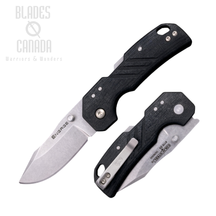 Cold Steel Engage Folding Knife, 4116 Stainless Clip Point SW, GFN Black, FL-25DPLCZ Cold Steel Engage Folding Knife, 4116 Stainless Clip Point SW, GFN Black, FL-25DPLCZ