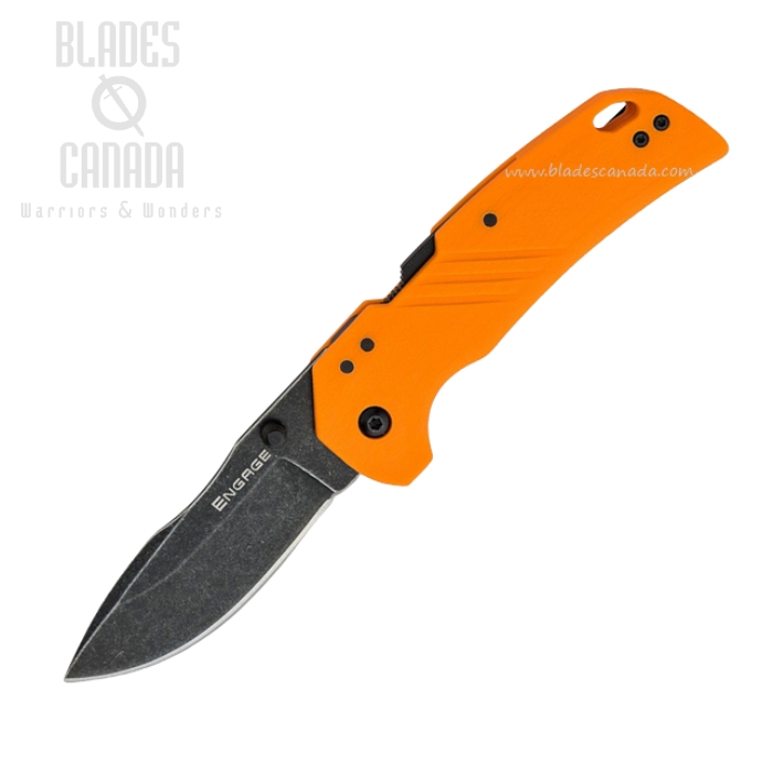 Cold Steel Engage Folding Knife, 4116 Stainless Black, GFN Orange, FL-30DPLD-BOZ