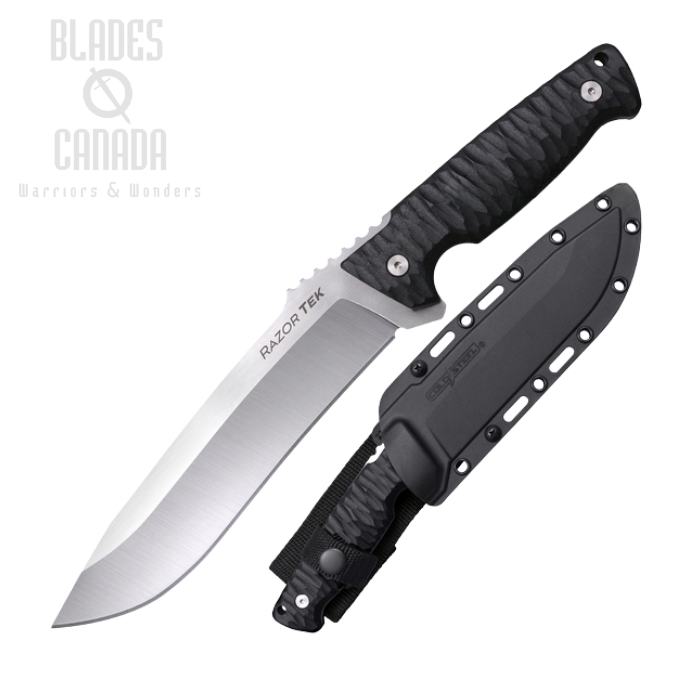 Cold Steel Razor Tek Fixed Blade Knife, 4116 Steel 6.5", GFN Black, FX-65RZR