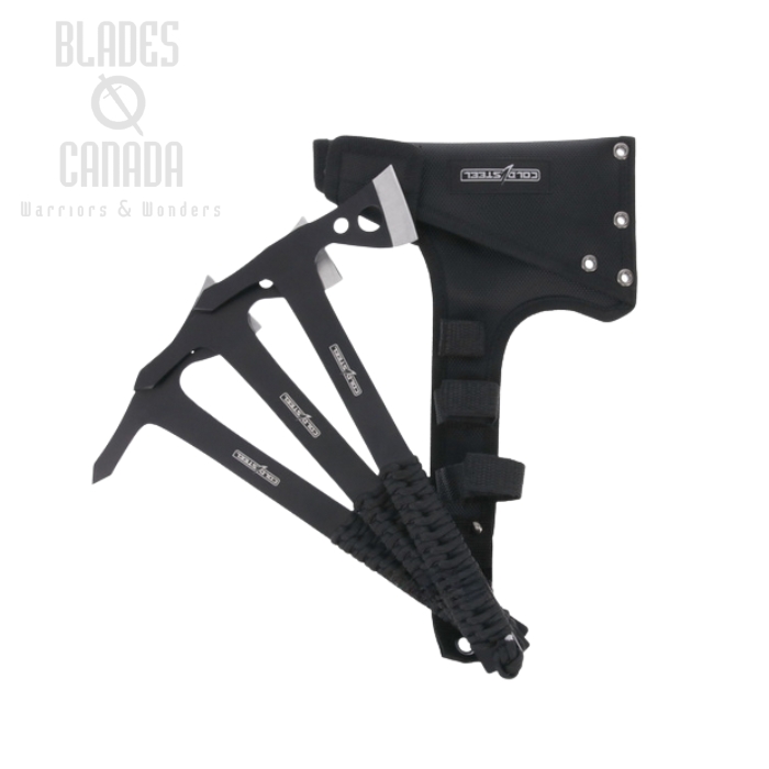 Cold Steel Throwing Axes, 3 Pack with Sheath, Black, CS-TH-175AX3PK