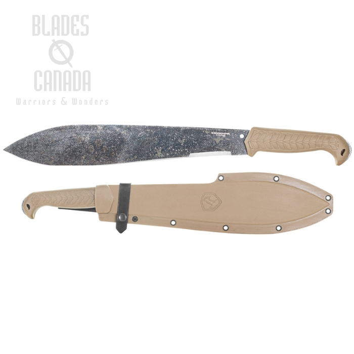 Condor Terrachete Machete Knife, 1075 Carbon Convex, Polypropylene Desert, Hard Sheath, CTK2850-14.5-HC