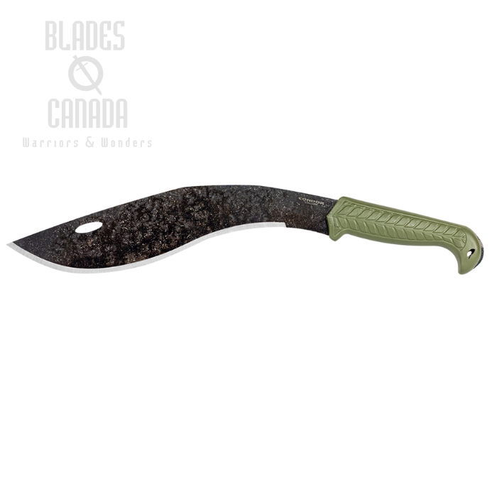 Condor Terrakukri Fixed Blade Knife, 1075 Carbon, Polypropylene Army Green, Hard Sheath, CTK2862-13AHC
