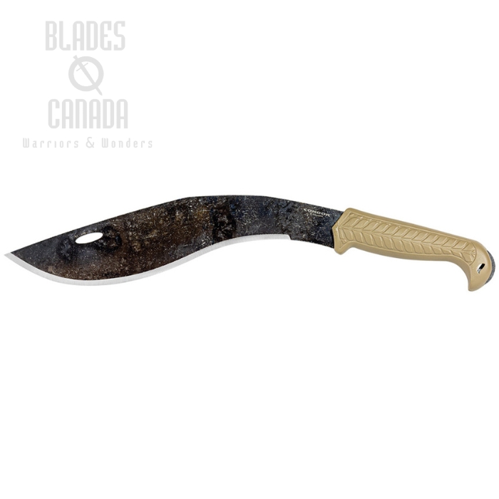 Condor Terrakukri Fixed Blade Knife, 1075 Carbon , Polypropylene Desert, Hard Sheath, CTK2862-13DHC