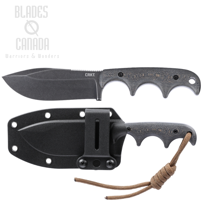 (image for) CRKT Minimalist Nessmuk Fixed Blade Knife, 12C27 Black SW, Wood Handle, 2375W