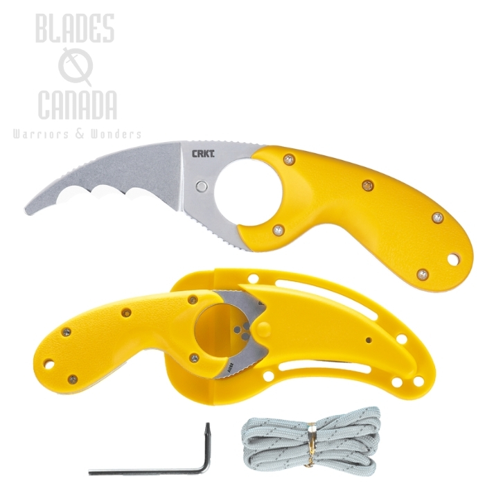 CRKT Bear Claw Fixed Blade Knife, AUS 8 Steel, GRN Yellow, 2511Y